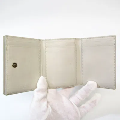 Pre-owned Bottega Veneta Intrecciato White Leather Wallet  ()