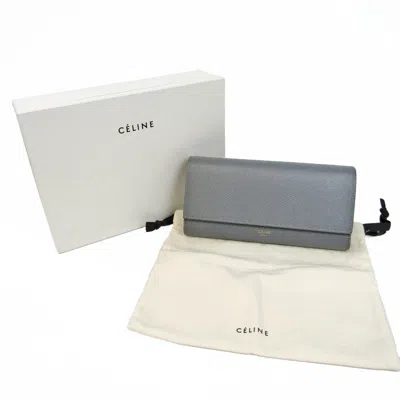 Pre-owned Celine Céline Large Flap Wallet Grey Pony-style Calfskin Wallet  ()
