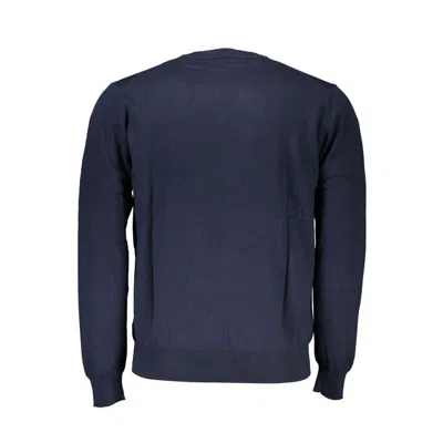 Harmont & Blaine V-neck Embroidered Blue Sweater In Blue