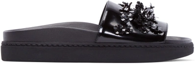 Simone Rocha Beaded Platform Leather Slides In Black