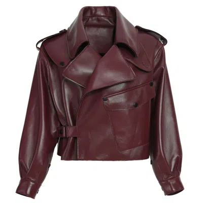 Wanan Touch Ilaria Jacket In Wine Red Lambskin Leather
