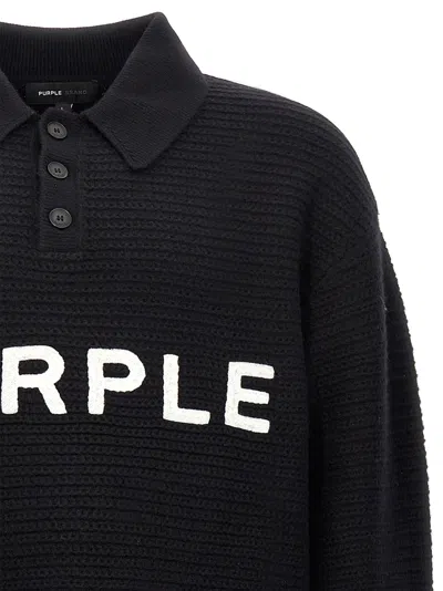Purple Logo Embroidery Sweater Sweaters And Cardigans Black In Black