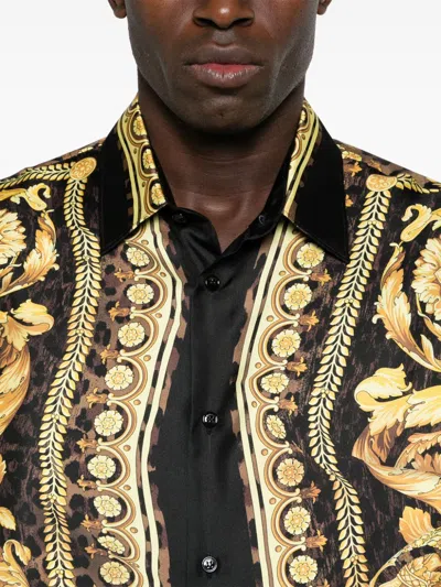 Shop Versace Barocco Print Silk Shirt