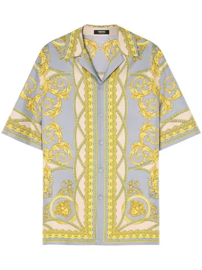 Shop Versace Barocco Print Silk Shirt