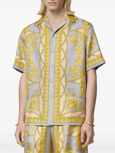 Shop Versace Barocco Print Silk Shirt