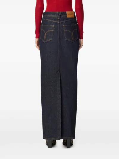 Shop Versace Denim Long Skirt