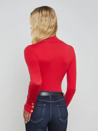L Agence Flora Turtleneck In Lava Red/gold