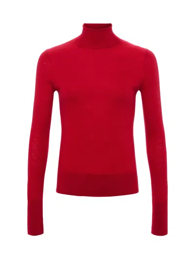 L Agence Flora Turtleneck In Lava Red/gold