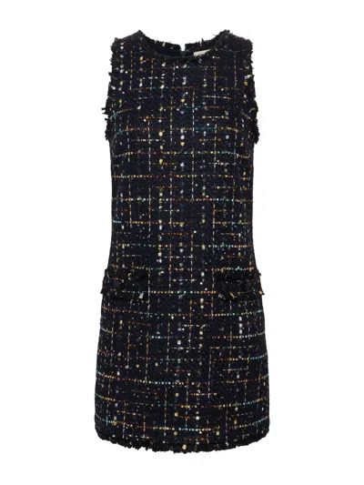 L Agence Florian Shift Dress In Midnight Plaid In Midnight/mustard Plaid