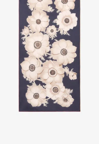Ferragamo Anemone Print Silk Scarf In Multicolor