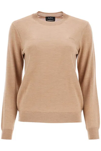 Shop Apc Pullover Girocollo In Lana In Beige