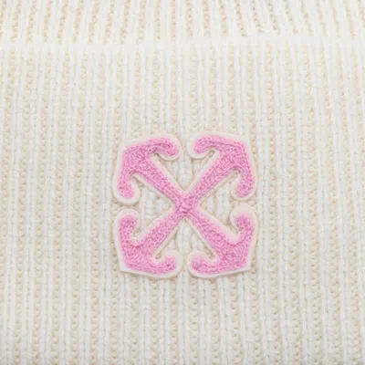 Off-white Arrow Embroidered Wool Beanie In White