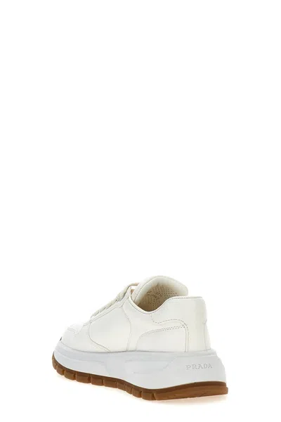 Prada Trail Leather Low-top Sneakers In White