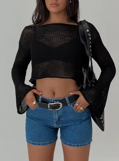 Princess Polly Cafe Pari Crop Sweater In Black