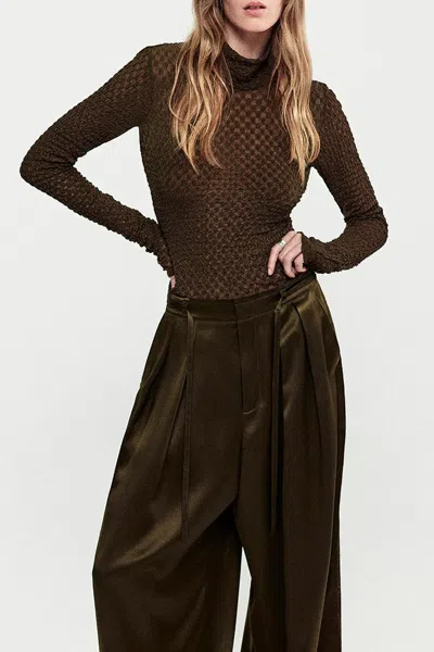Frame Mesh Lace Turtleneck In Rich Military