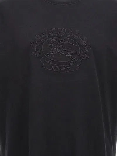 Burberry Tempah Embroidered Logo Cotton T-shirt In Black