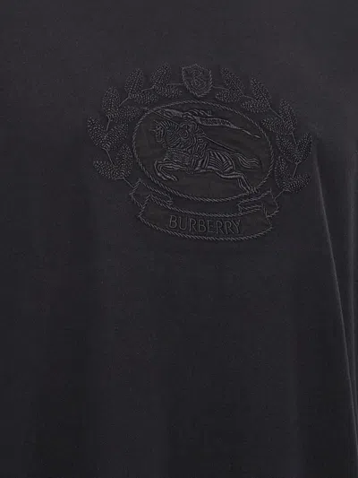 Burberry Tempah Embroidered Logo Cotton T-shirt In Black