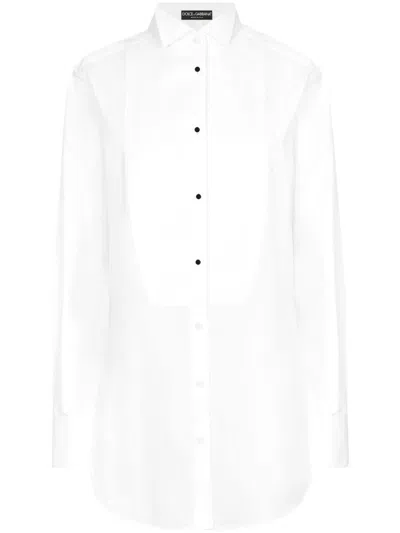 Shop Dolce & Gabbana Long Cotton Shirt In White