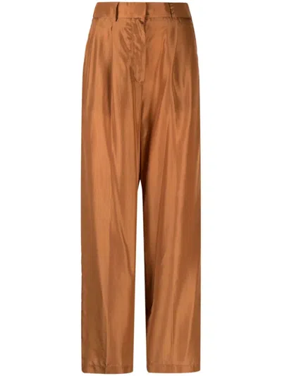 Forte Forte Elasticated Wide-leg Trousers In Brown