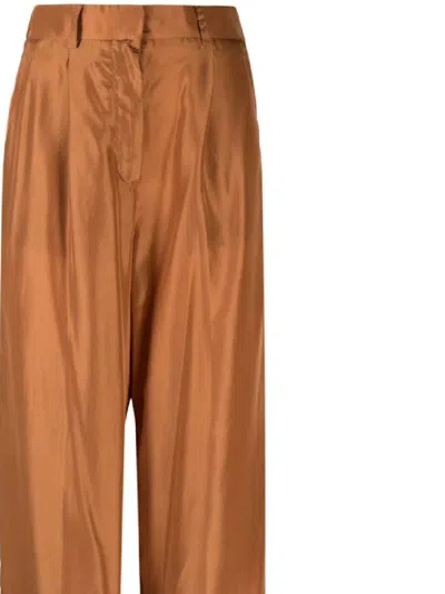 Forte Forte Elasticated Wide-leg Trousers In Brown
