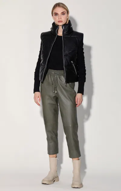 Walter Baker Landon Vest, Black - Puffer Leather In Black