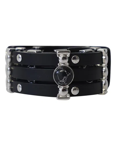 Maje High-waisted Belt With Metal In Black Leather In Black
