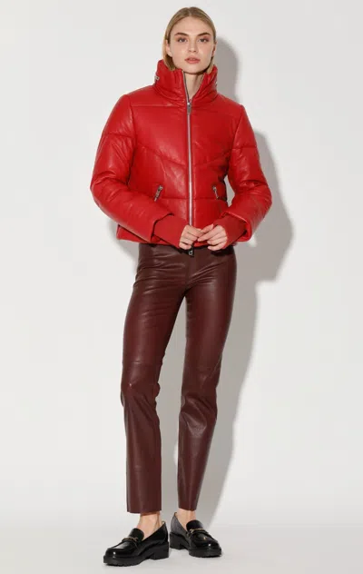 Walter Baker Women's Edwina Lamb Leather Puffer Jacket In Red