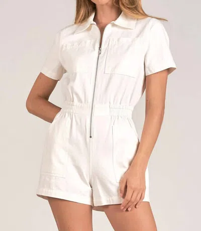 Shop Elan Kelly Denim Romper In White