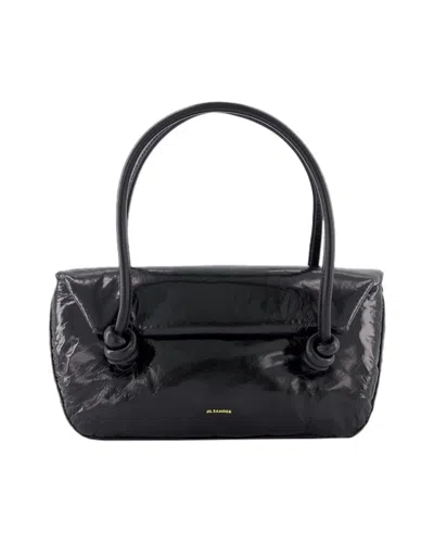 Jil Sander Knot Sm Shoulder Bag - Leather - Black In Black