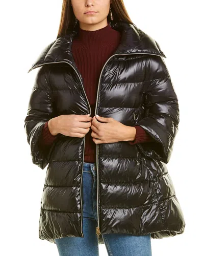 Herno Puffer Front Zipped Coat In Black
