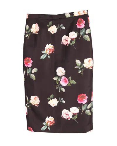 N°21 N.21 Floral Midi Pencil Skirt In Black Print Silk In Black