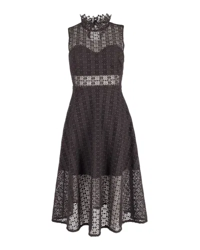 Sandro Alisa Crocheted Midi Dress In Black Polyester In Black