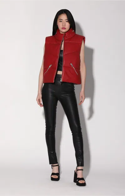 Walter Baker Landon Vest, Red - Puffer Leather In Red