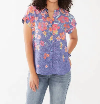 Fdj Short Sleeve Dolman Blouse In Tropic In Multi
