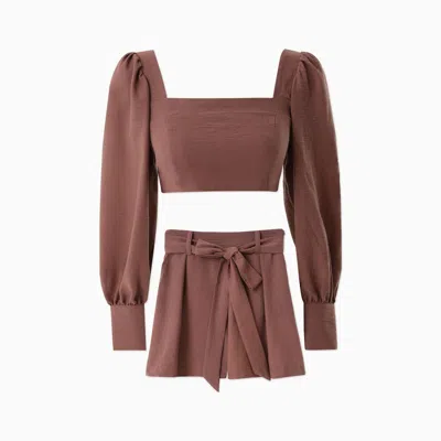 Soulofmu Linen Set In Brown In Brown