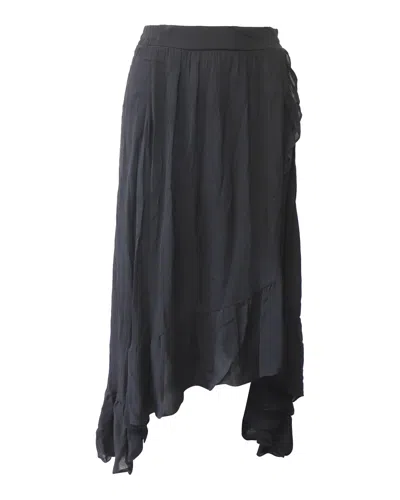 Maje Jonala Wrap-over Crepe Midi Skirt In Black Viscose In Black