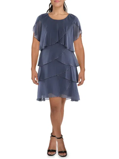 Slny Womens Party Short Shift Dress In Blue