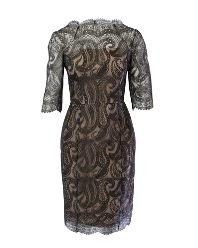 Erdem Paisley Lace Midi Shift Dress In Black Polyester In Black