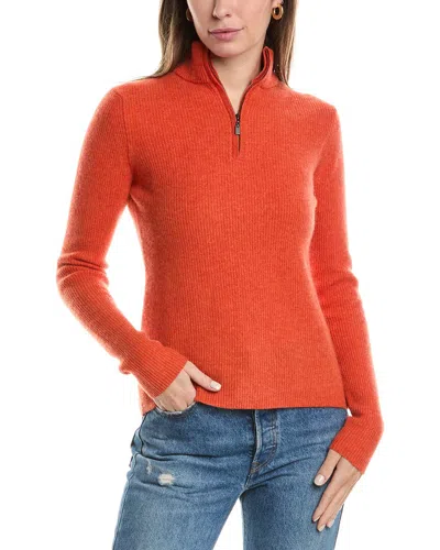 Forte Cashmere Rib 1/4-zip Cashmere Sweater In Pink