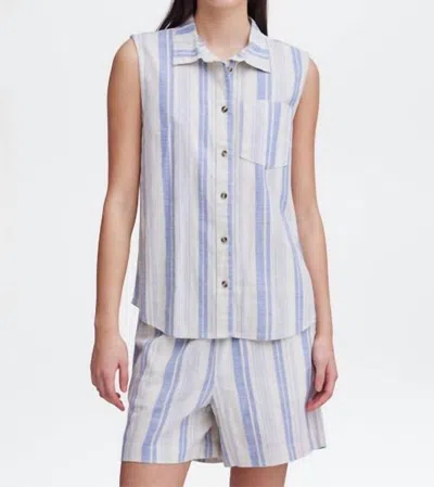 Ichi Lino Top In Cashmere Blue In Blue