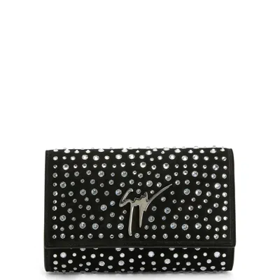 Giuseppe Zanotti Cleopatra Crystal-embellished Clutch Bag In Black