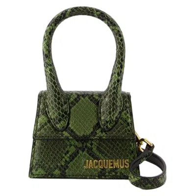 Jacquemus Le Chiquito Mini Python-embossed Leather Shoulder Bag In Green