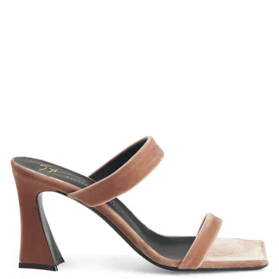 Giuseppe Zanotti Flaminia 85mm Velvet Sandals In Brown