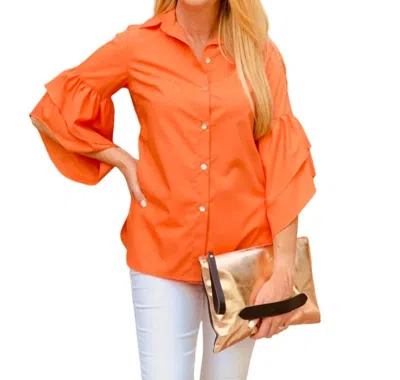 Minan Wong Camellia Tier Sleeve Shirt In Tangerine In Orange