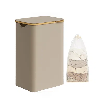 Breebe 23.8 Gallons (90l) Laundry Hamper With Lid Camel Brown