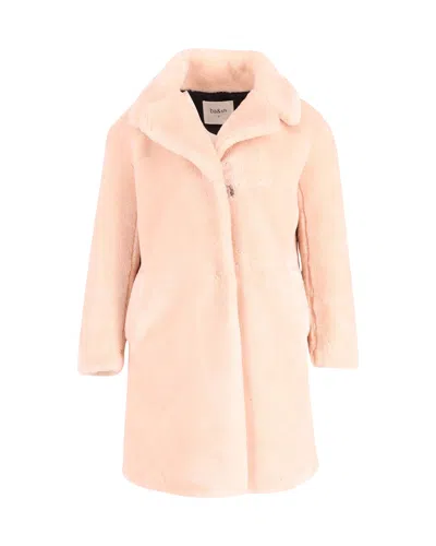 Ba&sh Faux Fur Coat In Blush Pink Polyester In Pink