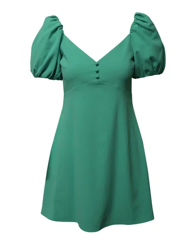 Alice And Olivia Alice + Olivia Dana Puff Sleeve Flare Dress In Green Polyester In Green