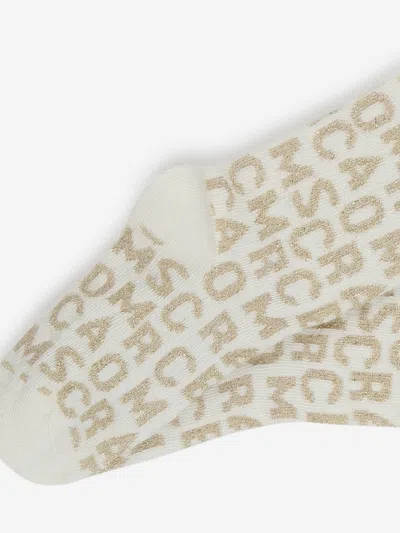 Marc Jacobs Girls Monogram Jacquard Socks In Ivory