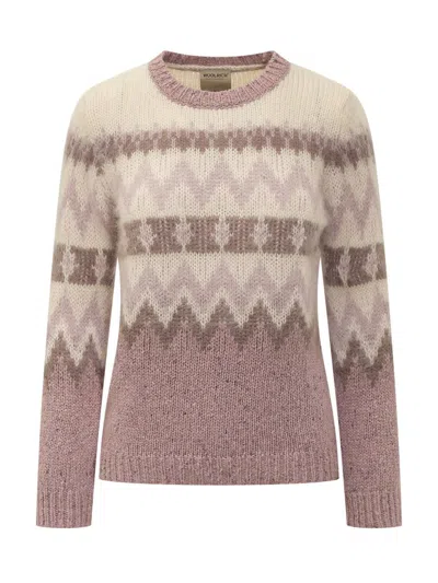 Woolrich Pattern Intarsia-knit Crewneck Jumper In Pink