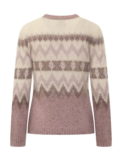 Woolrich Pattern Intarsia-knit Crewneck Jumper In Pink
